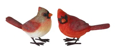 Melrose International Cardinal Bird Figurine (set Of 4) - Red, Black