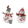 Melrose International Cardinal Snowman Figurnie (set Of 2) - White, Red, Silver
