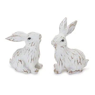 Melrose International Carved Bunny Figurine (set Of 6) - White, Brown