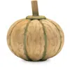 Melrose International Carved Fir Wood Pumpkin Decor (set Of 2) - Beige, Green
