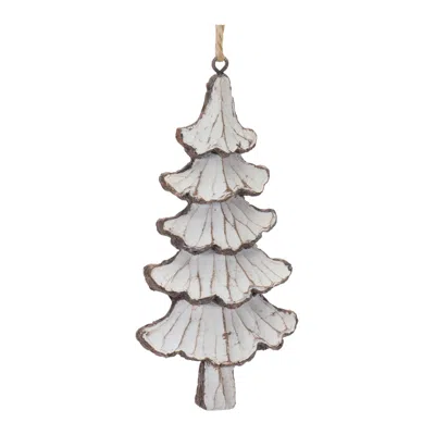 Melrose International Carved Pine Tree Ornament (set Of 12) - Cream, Brown