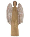 Melrose International Carved Wood Angel Statue In Brown