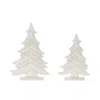 Melrose International Carved Wood Pine Tree (set Of 2) - White, Beige