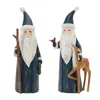 Melrose International Carved Woodland Santa With Deer Figurine (set Of 2) - Blue, White In Blue