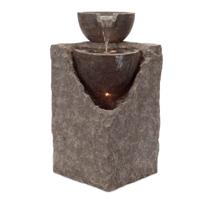 Melrose International Cascading Tiered Stone Bowl Fountain 24"h - Gray