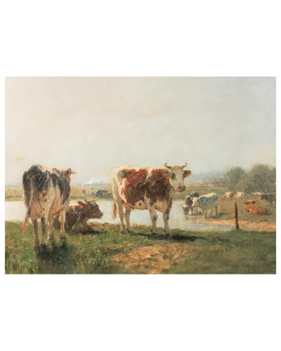 Melrose International Cattle Landscape Print Wall Art In Multi