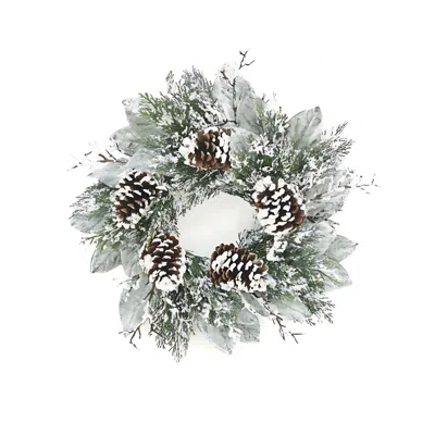 Melrose International Cedar And Magnolia Leaf Wreath 22"d - Green