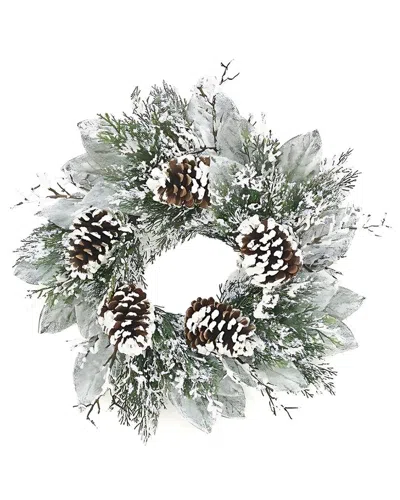 Melrose International Cedar And Magnolia Leaf Wreath 22"d - Green