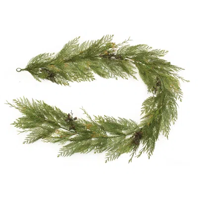 Melrose International Cedar And Mini Pinecone Garland 6'l - Green, Brown