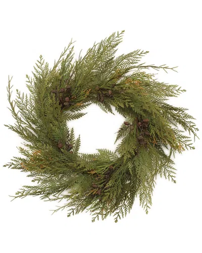 Melrose International Cedar & Mini Pinecone Wreath In Green