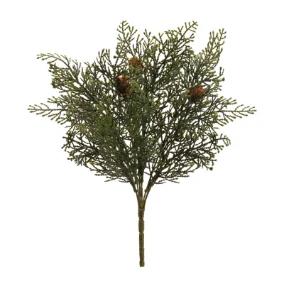 Melrose International Cedar And Pincone Bush (set Of 12) - Green, Brown
