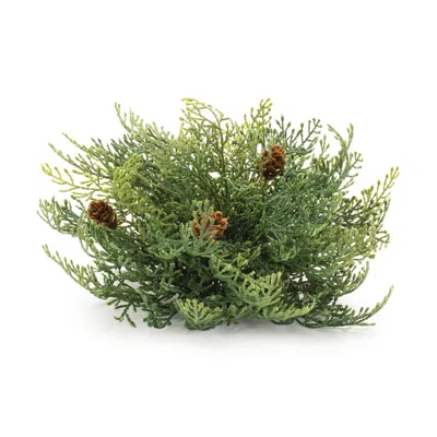 Melrose International Cedar Pinecone Half Orb (set Of 2) - Green, Brown
