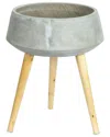 Melrose International Cement Bowl Planter With Wood Legs In Gray