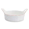 Melrose International Ceramic Bowl With Handles (set Of 2) - White