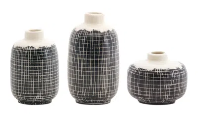 Melrose International Ceramic Bud Vase (set Of 6) - Black, White