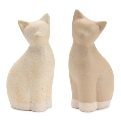Melrose International Ceramic Cat Decor (set Of 2) - Beige
