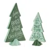 Melrose International Ceramic Christmas Sentiment Pine Tree (set Of 4) - Green