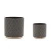 Melrose International Ceramic Diamond Pattern Planter (set Of 2) - Gray