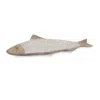 Melrose International Ceramic Etched Fish Tray 22.5"l - Brown, White