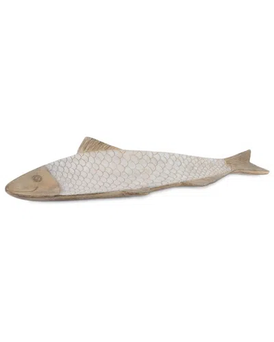 Melrose International Ceramic Etched Fish Tray In Brown