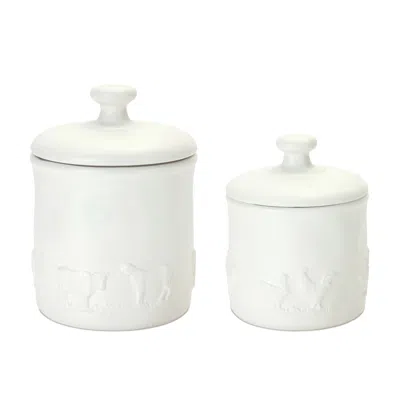 Melrose International Ceramic Farm Animal Canister (set Of 2) - White
