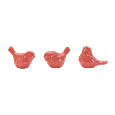 Melrose International Ceramic Floral Bird Figurine (set Of 6) - Pink