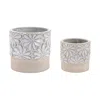Melrose International Ceramic Floral Planter (set Of 2) - Grey, Beige