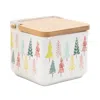 Melrose International Ceramic Pine Tree Print Box (set Of 2) - White, Green, Red
