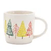 Melrose International Ceramic Pine Tree Print Mug (set Of 4) - White, Green, Red