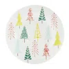 Melrose International Ceramic Pine Tree Print Plate (set Of 4) - White, Green, Red
