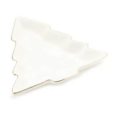 Melrose International Ceramic Pine Tree Trinket Dish (set Of 6) - White, Gold