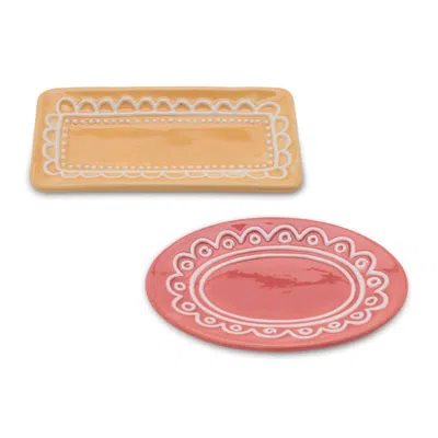 Melrose International Ceramic Trinket Dish (set Of 12) - Yellow, Pink