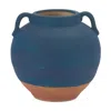 Melrose International Ceramic Urn Vase With Terra Cotta Accent 7"h - Blue