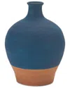 Melrose International Ceramic Vase With Terra Cotta Accent In Blue