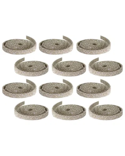 MELROSE INTERNATIONAL CHAMPAGNE SET OF 12 ROLLS GLITTER ROPE RIBBON