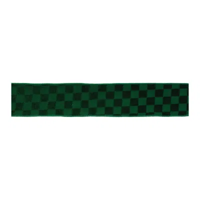 Melrose International Checkered Texture Wired Ribbon (set Of 2) - Green