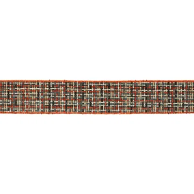 Melrose International Checkered Woven Wired Ribbon (set Of 2) - Red, Black, Beige