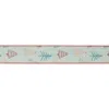 Melrose International Christmas Tree Print Wired Ribbon (set Of 2) - White, Blue, Red