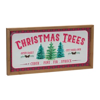 Melrose International Christmas Tree Wall Sign (set Of 2) - Red, White