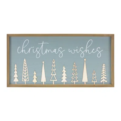 Melrose International Christmas Wishes Holiday Wall Sign 31.5"l - Blue, White