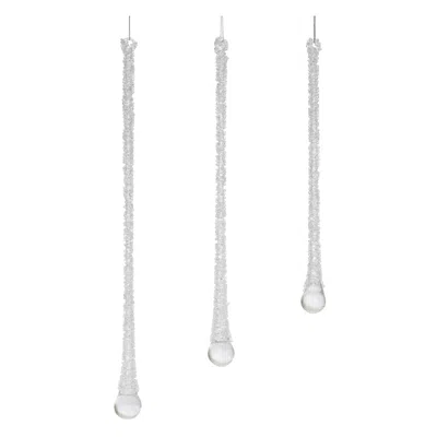 Melrose International Clear Beaded Glass Icicle Drop Ornament (set Of 6) - Clear