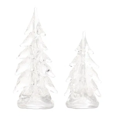 Melrose International Clear Glass Pine Tree (set Of 2) - Clear