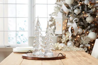 Melrose International Clear Glass Pine Tree (set Of 2) - Clear