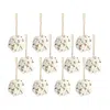 Melrose International Cotton Orb With Twine Hanger (set Of 12) - White, Brown