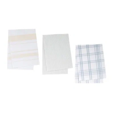 Melrose International Cotton Tea Towel (set Of 3) In Blue;white;yellow