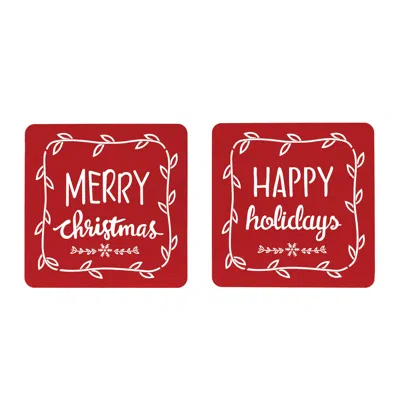 Melrose International Cut Metal Holiday Sentiment Sign (set Of 2) - Red