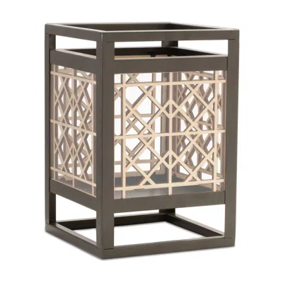 Melrose International Cut Out Wood Candle Holder With Iron Frame 9.75"h - Brown