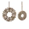 Melrose International Cut-out Wood Snowflake Ornament (set Of 12) - Brown
