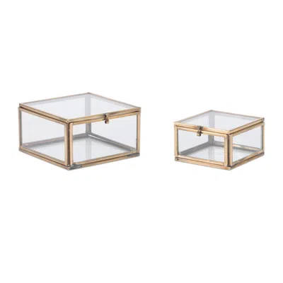 Melrose International Decorative Glass Box (set Of 2) - Gold