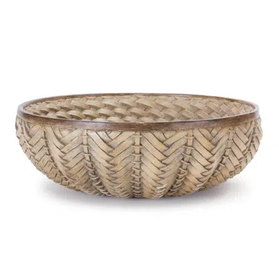 Melrose International Decorative Wicker Design Bowl (set Of 2) - Brown
